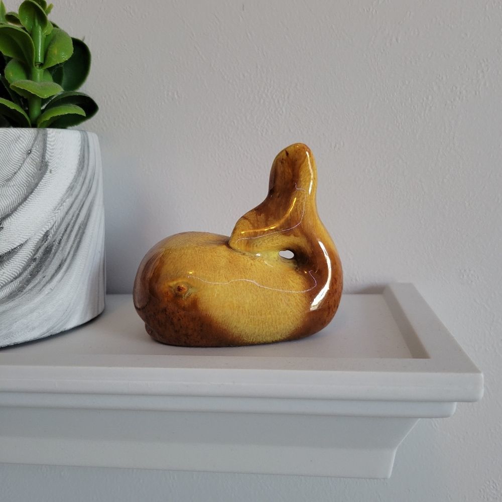 Small  Porcelain Whale Figurine Glazed Paint Blend Hand Crafted 3" - Picture 3 of 5